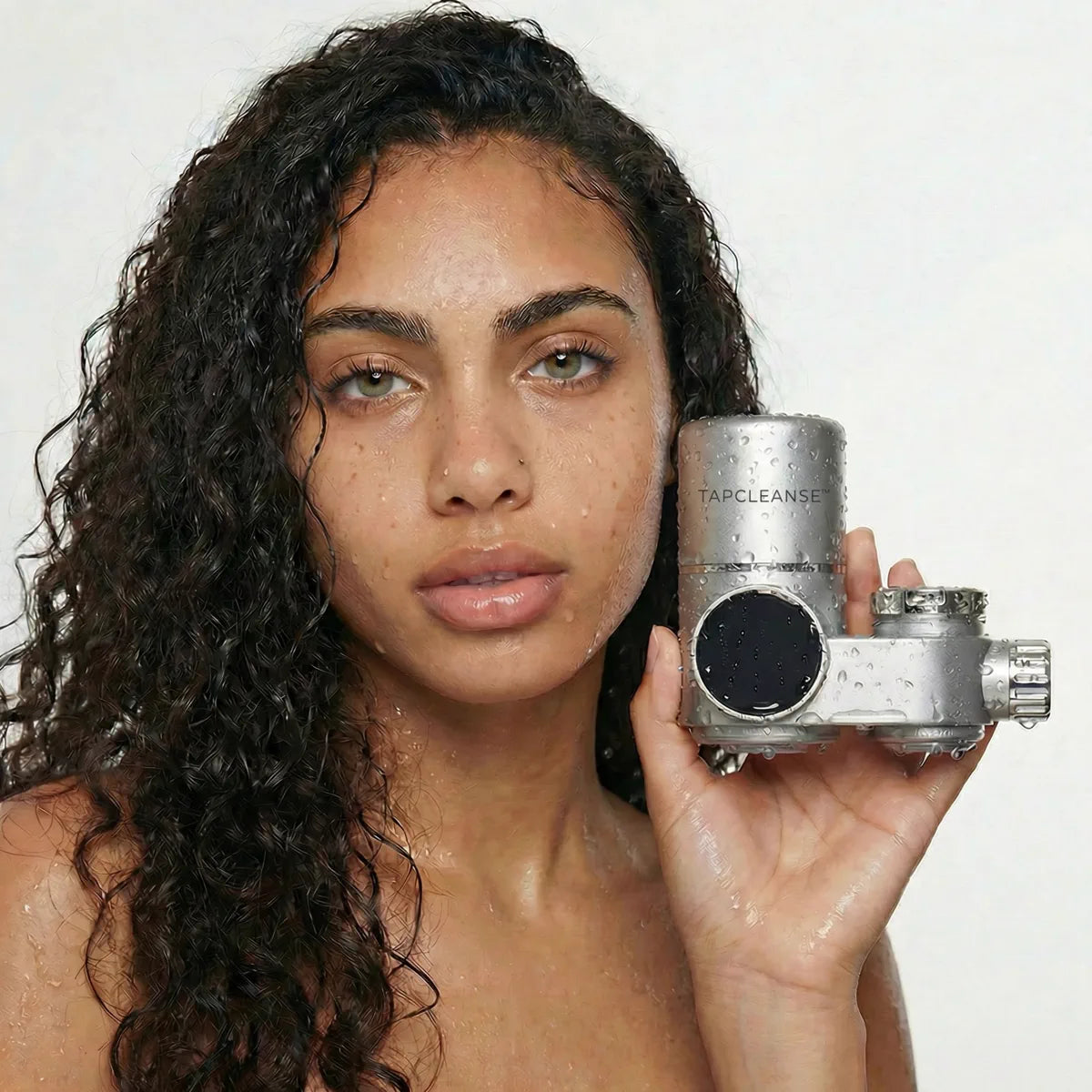 Woman with clear, glowing skin